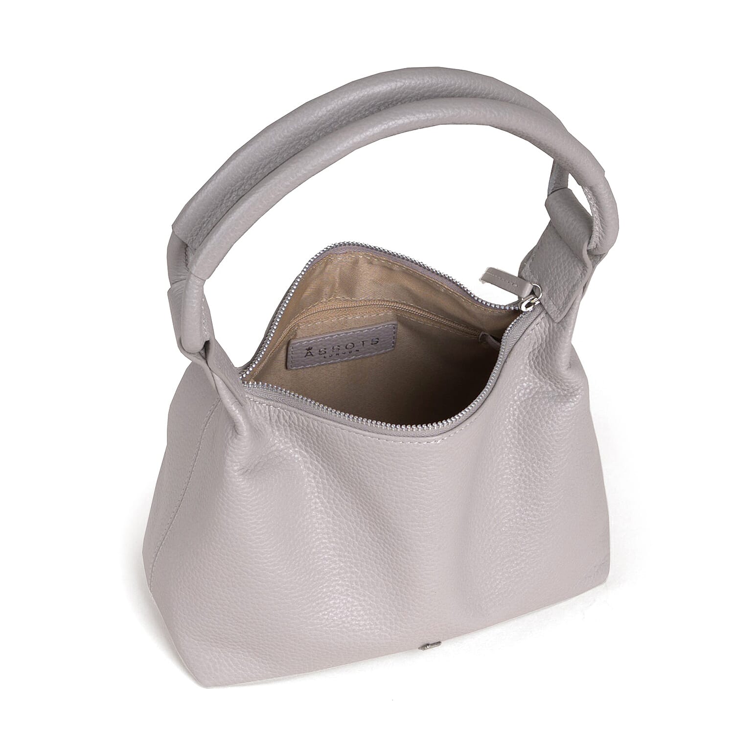 Assots 'City Bag' Soft Pebble Genuine Leather Shoulder Bag - Grey