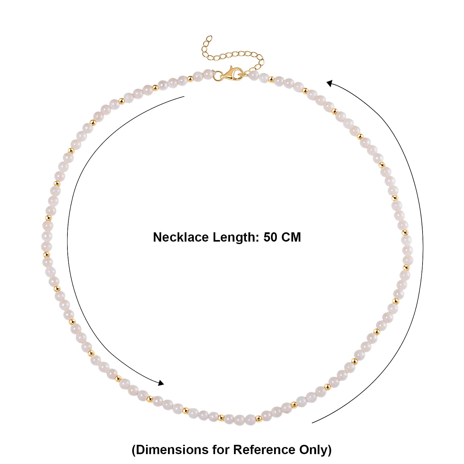 One Time Deal- AAA High Lustre Akoya Pearl Beads Necklace (Size 20 Inch with 2 Inch Extender) with Lobster Clasp in Yellow Gold Plated Sterling Silver 55.00 Ct