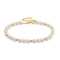 One Time Deal- AAA High Lustre Akoya Pearl Beads Bracelet (Size 7-2 EXT) with Lobster Clasp in Yellow Gold Plated Sterling Silver