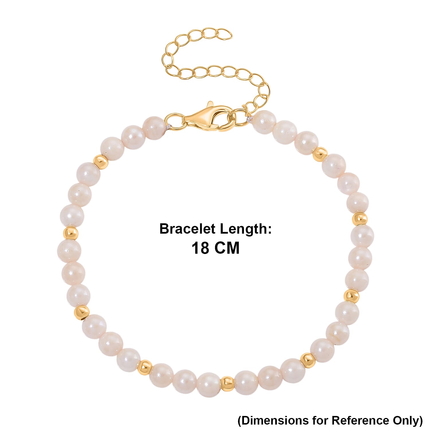 Onre Time Deal- AAA High Lustre Akoya Pearl Beads Bracelet (Size 7-2 EXT) with Lobster Clasp in Yellow Gold Plated Sterling Silver 15.00 Ct