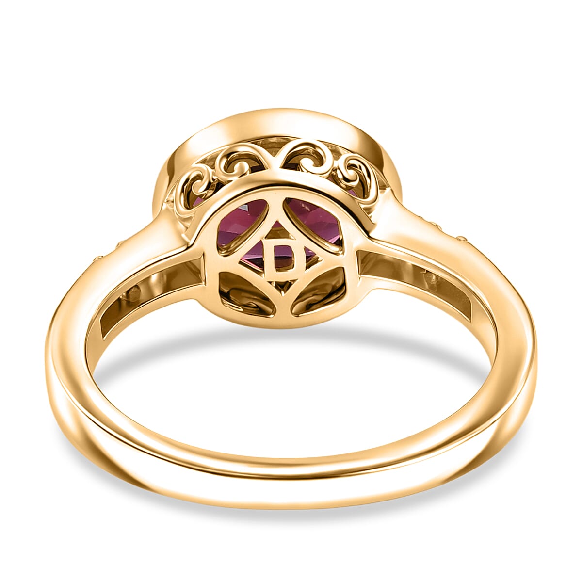 D'Joy Rhodolite Garnet & White Zircon Ring in Yellow Gold Plated Sterling Silver 2.34 Ct.