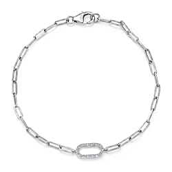 LUXURIANT Lab Grown Diamond Paper Clip Bracelet (Size - 7.5) in Yellow Gold Plated Sterling Silver (SI-G-H)