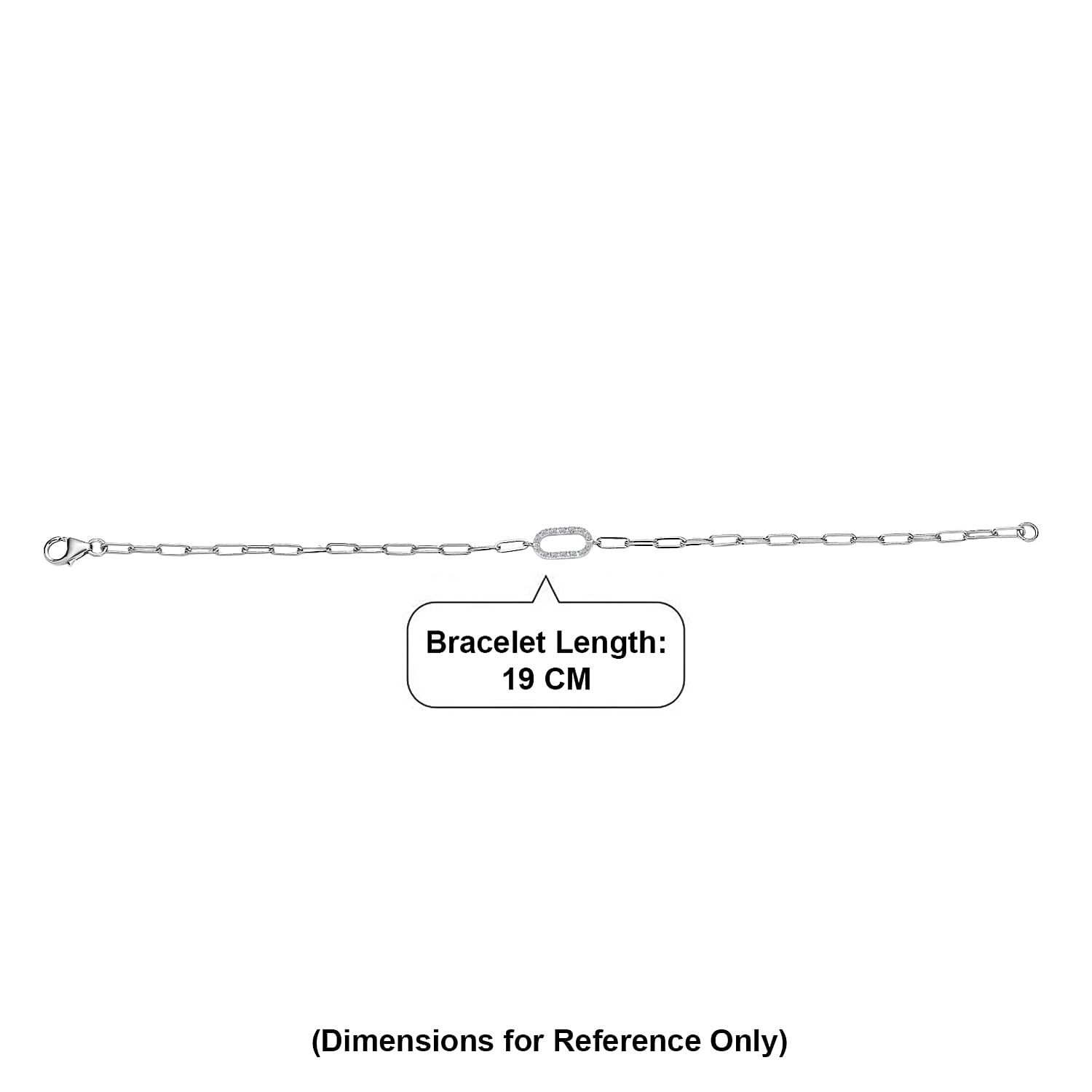 Luxuriant SI-G-H Lab Grown Diamond Paper Clip Bracelet (Size - 7.5) in Platinum Overlay Sterling Silver