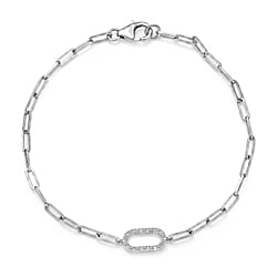 Luxuriant SI-G-H Lab Grown Diamond Paper Clip Bracelet (Size - 7.5) in Platinum Overlay Sterling Silver