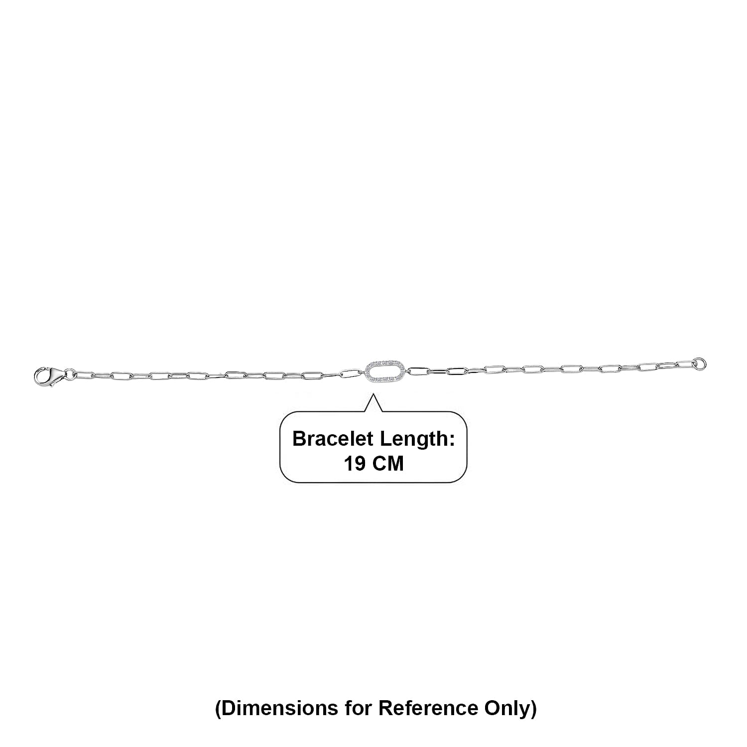 Luxuriant SI-G-H Lab Grown Diamond Paper Clip Bracelet (Size - 7.5) in Platinum Overlay Sterling Silver