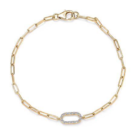 LUXURIANT Lab Grown Diamond Paper Clip Bracelet (Size - 7.5) in Yellow Gold Plated Sterling Silver (SI-G-H) LUXURIANT Lab Grown Diamond Paper Clip Bracelet (Size - 7.5) in Yellow Gold Plated Sterling Silver (SI-G-H)