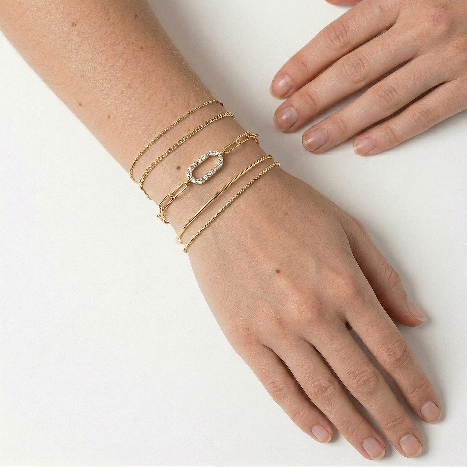 Luxuriant SI-G-H Lab Grown Diamond Paper Clip Bracelet (Size - 7.5) in Yellow Gold Plated Sterling Silver