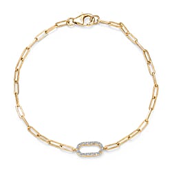 Luxuriant SI-G-H Lab Grown Diamond Paper Clip Bracelet (Size - 7.5) in Platinum Overlay Sterling Silver