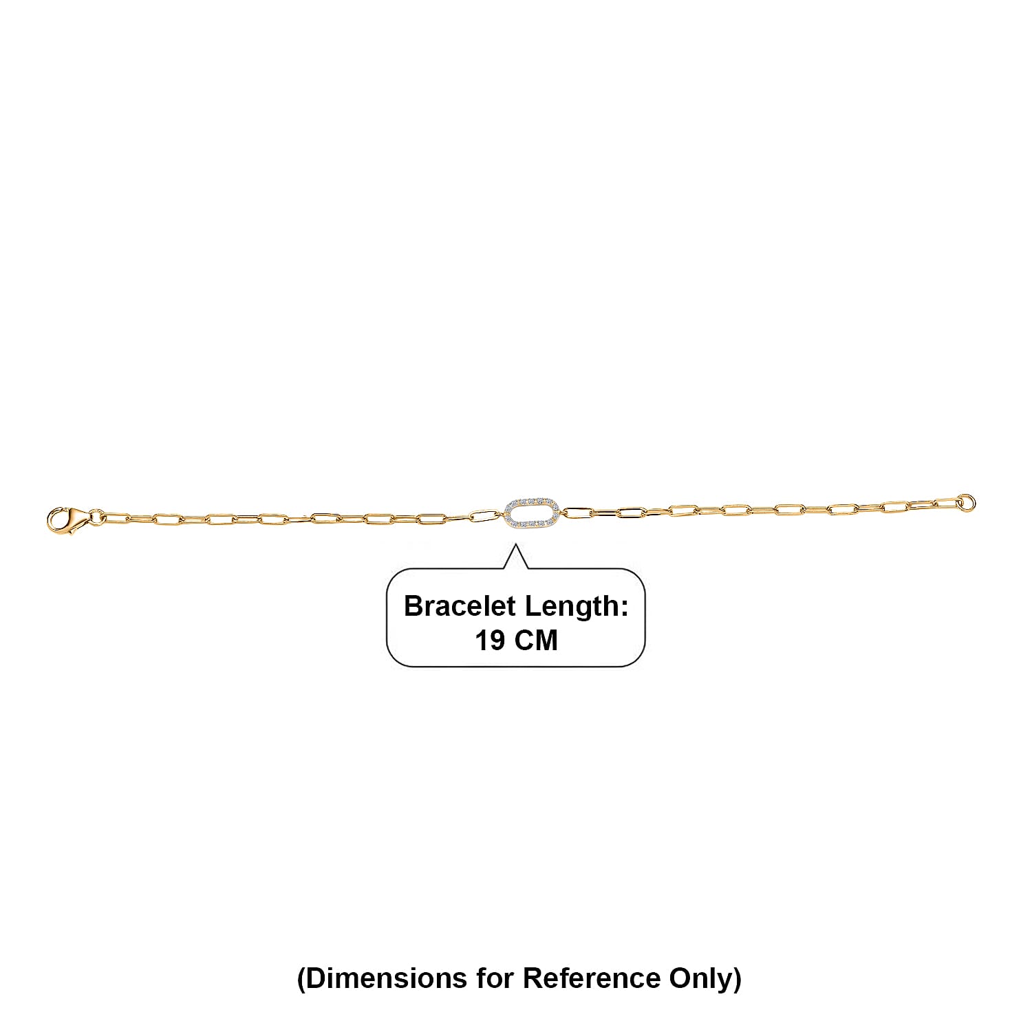 Luxuriant SI-G-H Lab Grown Diamond Paper Clip Bracelet (Size - 7.5) in Yellow Gold Plated Sterling Silver