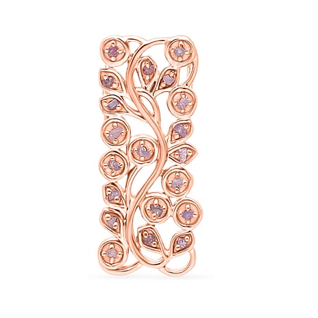 D'Joy Natural Pink Diamond Leaf Vine Pendant in 18K Vermeil Rose Gold Plated Sterling Silver