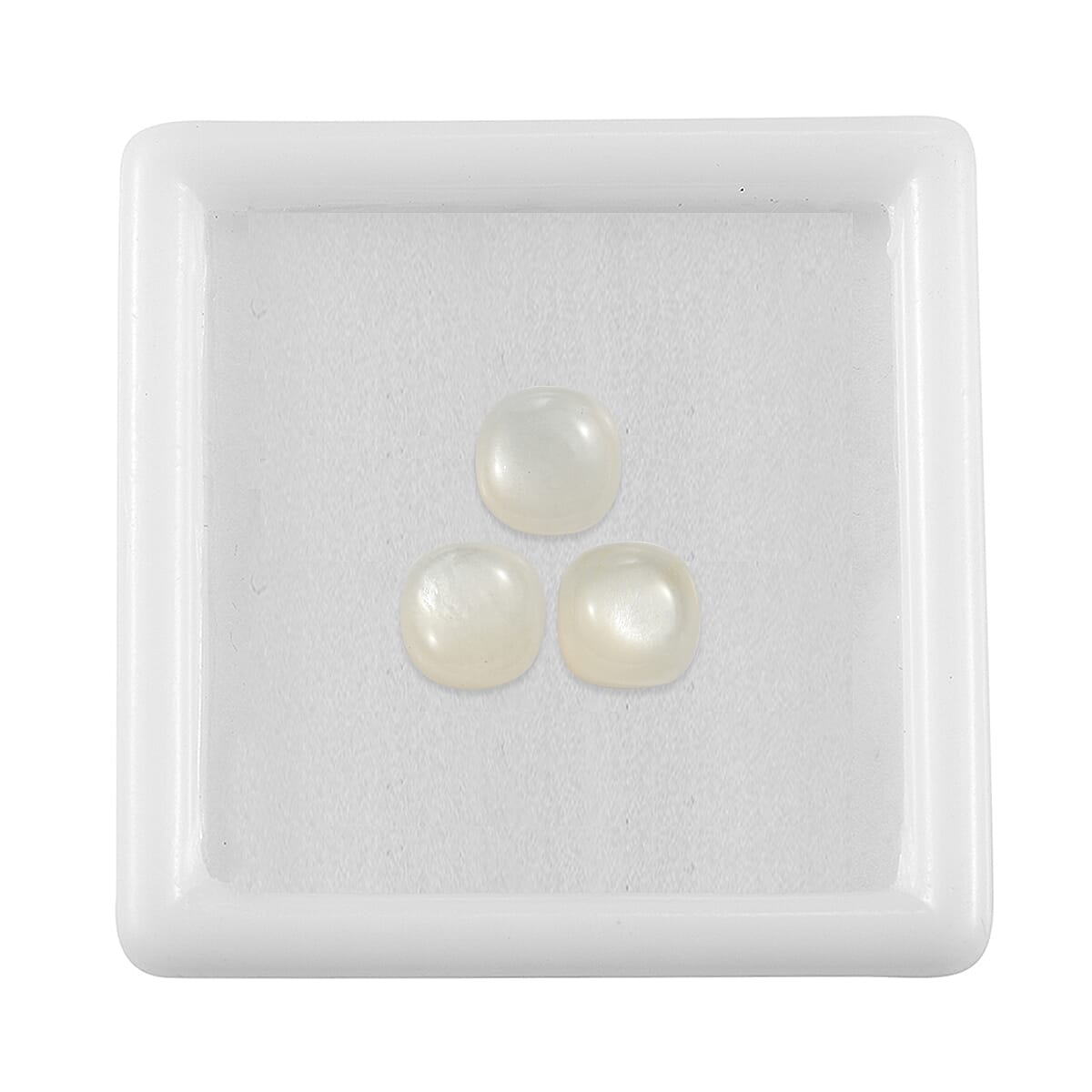 Set Of 3 White Moonstone Cushion Cut 6X6 mm Gemstone, 3.51 Ct