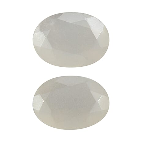 Set Of 2 White Moonstone Oval Cut Cut 8X6 mm Gemstone, 2.08 Ct