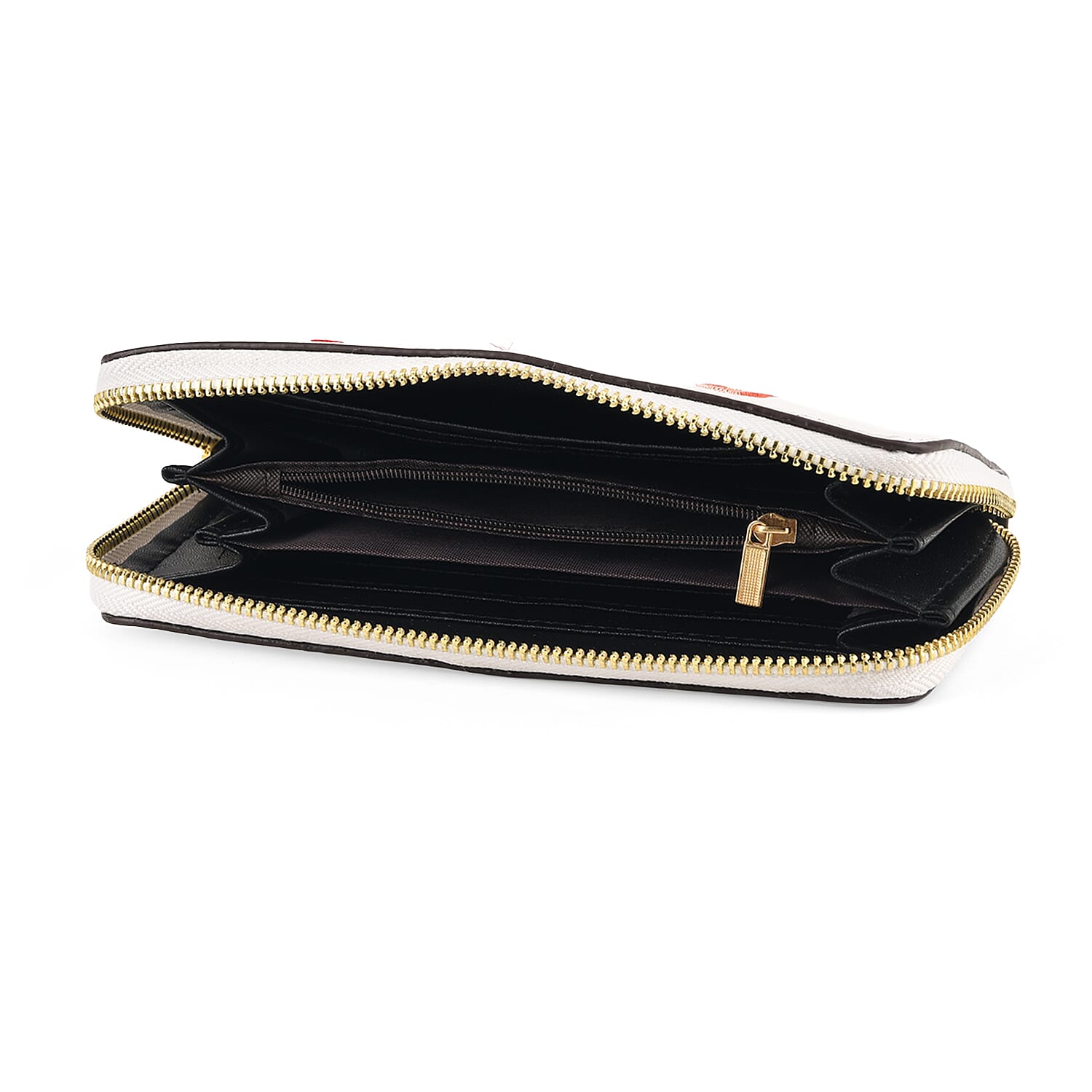 Botanical Embroidered Zip-Around Wristlet Wallet - White