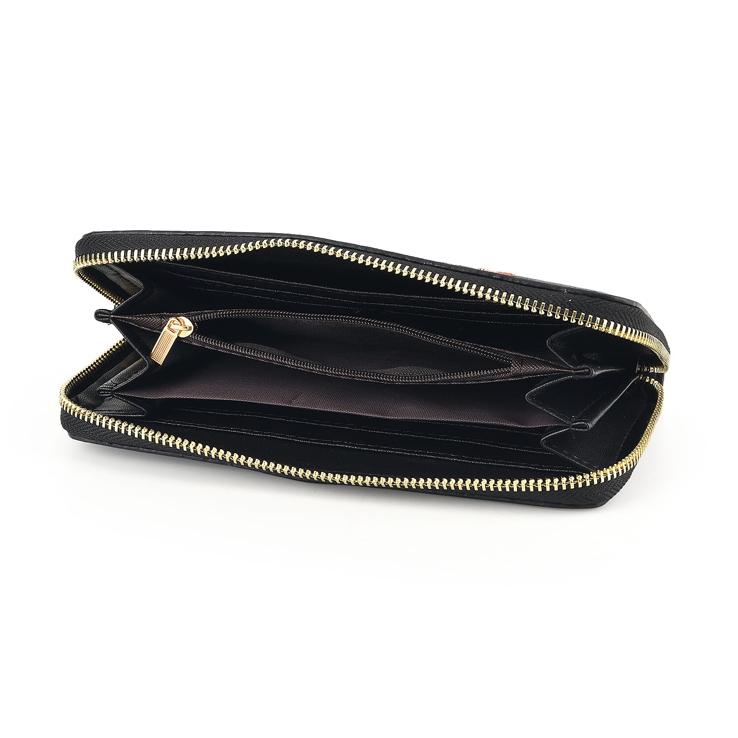 PU Embroidery Wallet (Size 19x10x3 ) - Black