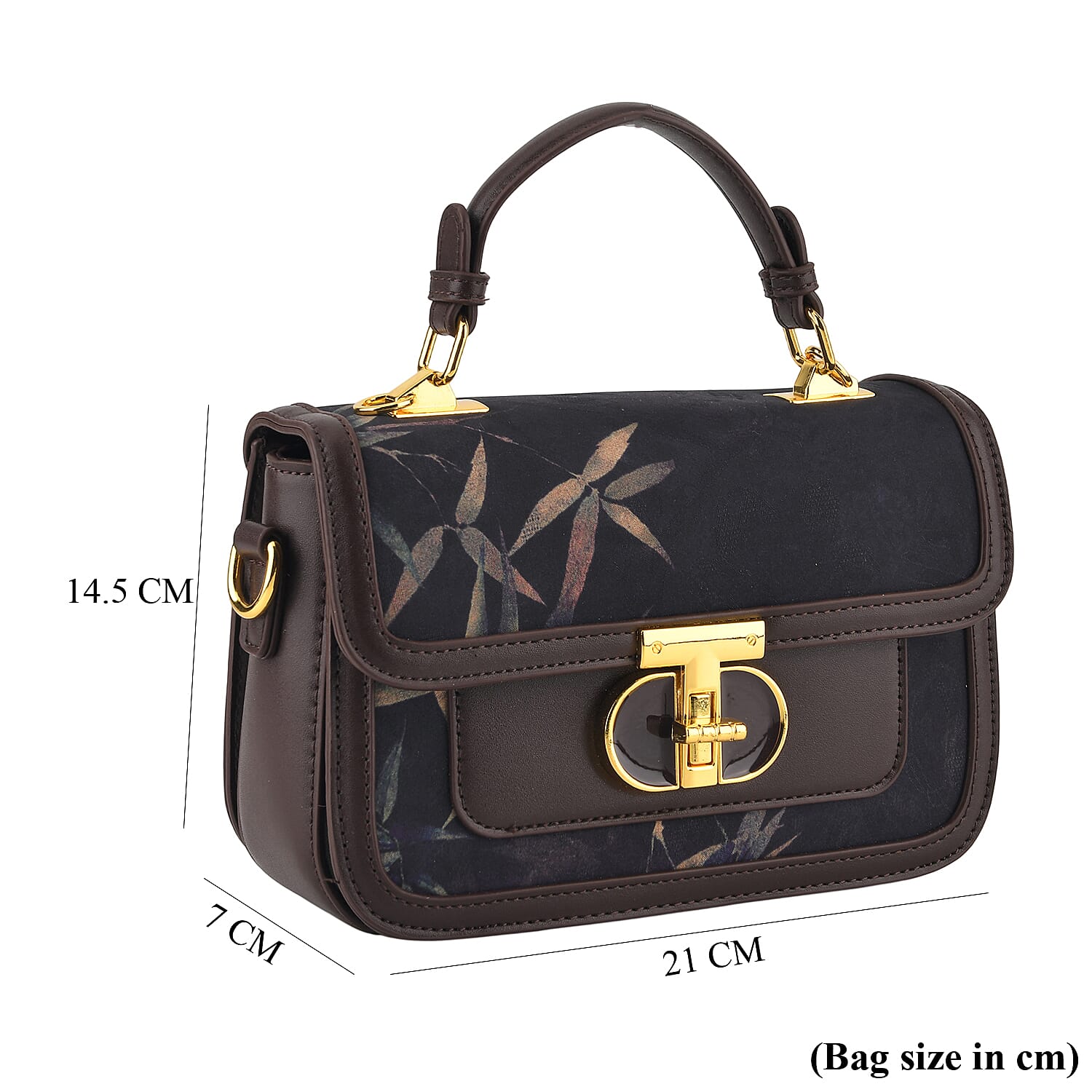 Designer Inspired Embroidered Top-Handle Satchel with Adjustable Crossbody Strap - Black & Brown
