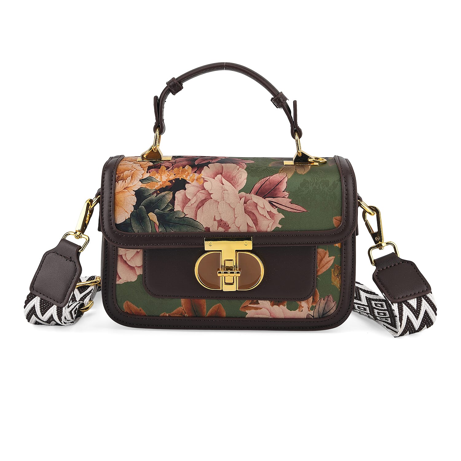 Designer Inspired Embroidered Top-Handle Satchel with Adjustable Crossbody Strap