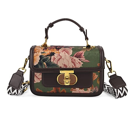 Designer Inspired Embroidered Top-Handle Satchel with Adjustable Crossbody Strap