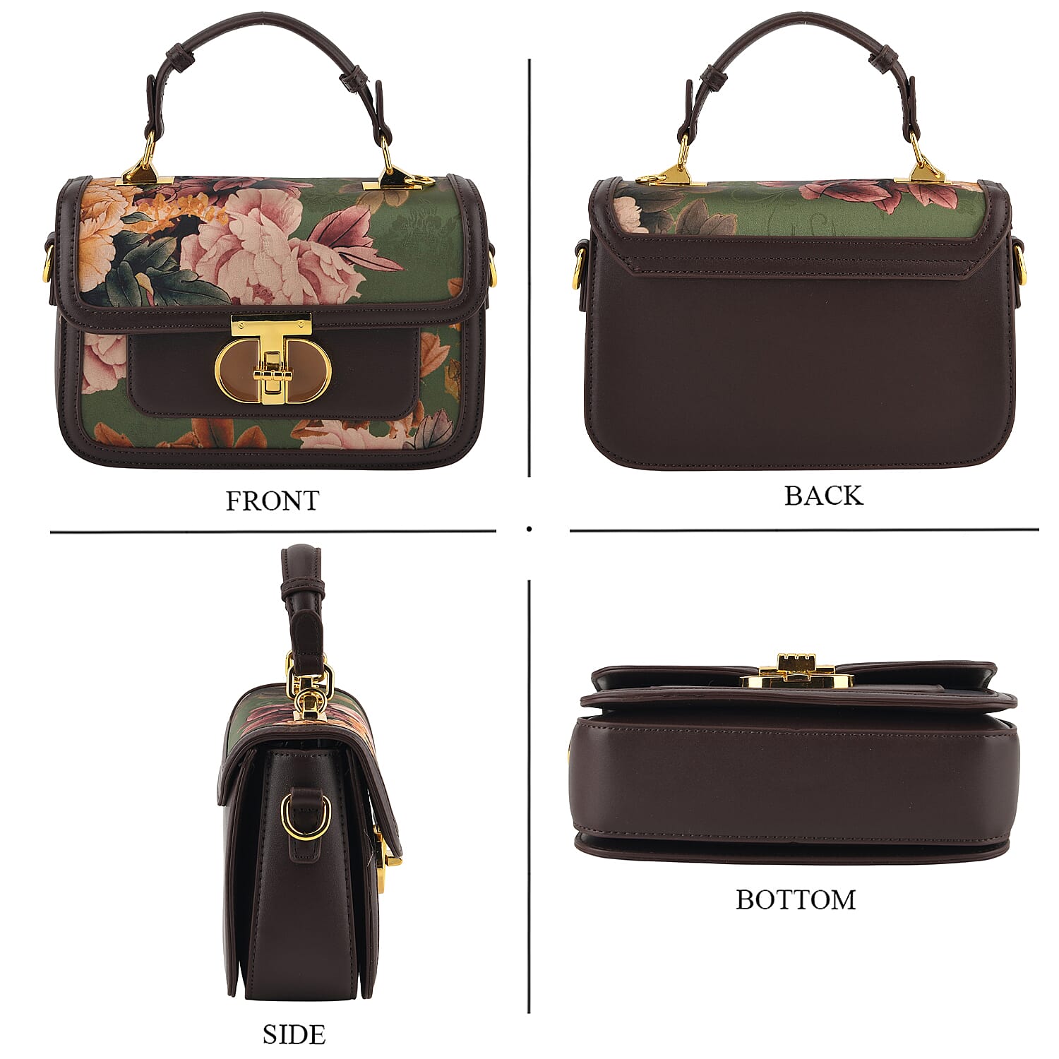 Designer Inspired Embroidered Top-Handle Satchel with Adjustable Crossbody Strap
