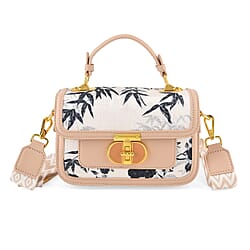 Designer Inspired Embroidered Top-Handle Satchel with Adjustable Crossbody Strap - Black & Brown
