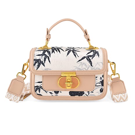 Designer Inspired Embroidered Top-Handle Satchel with Adjustable Crossbody Strap