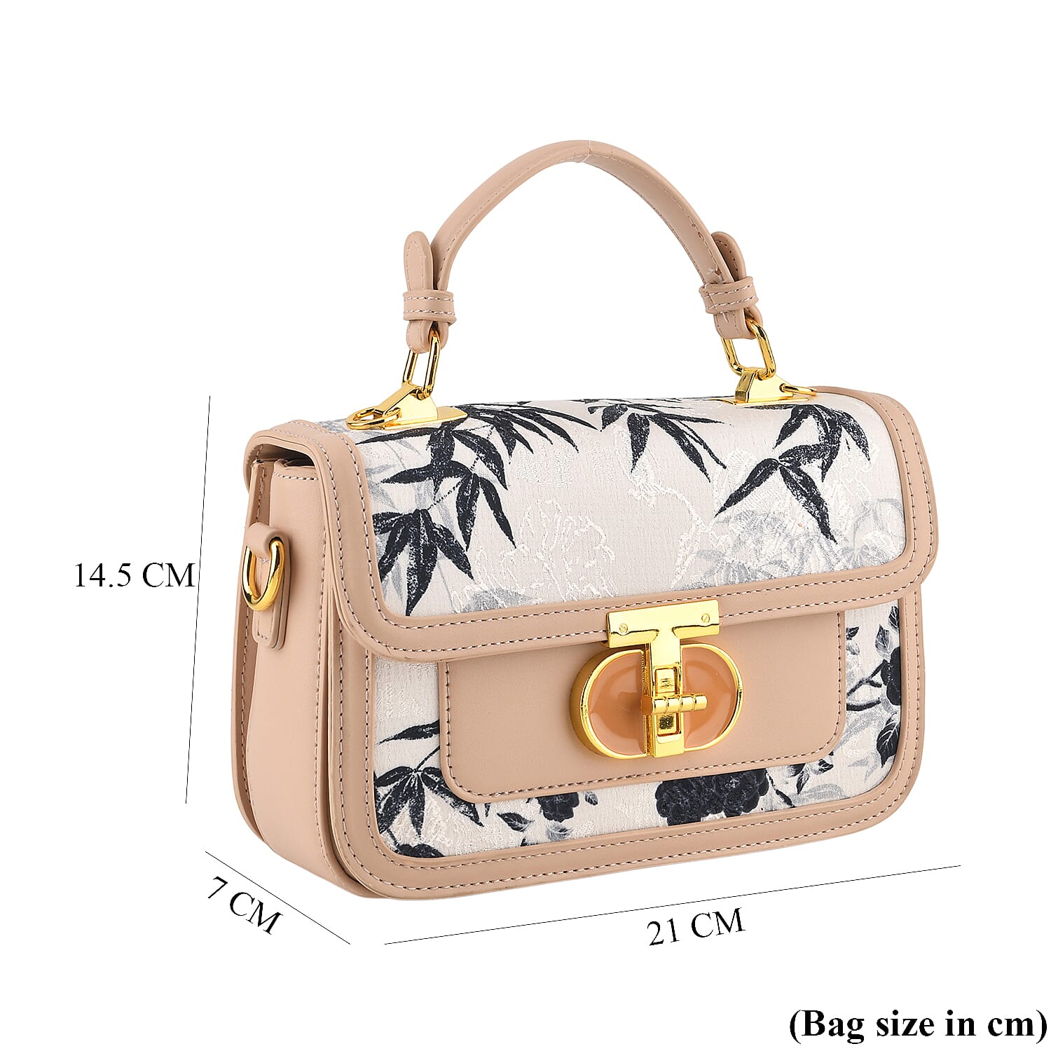 Designer Inspired Embroidered Top-Handle Satchel with Adjustable Crossbody Strap