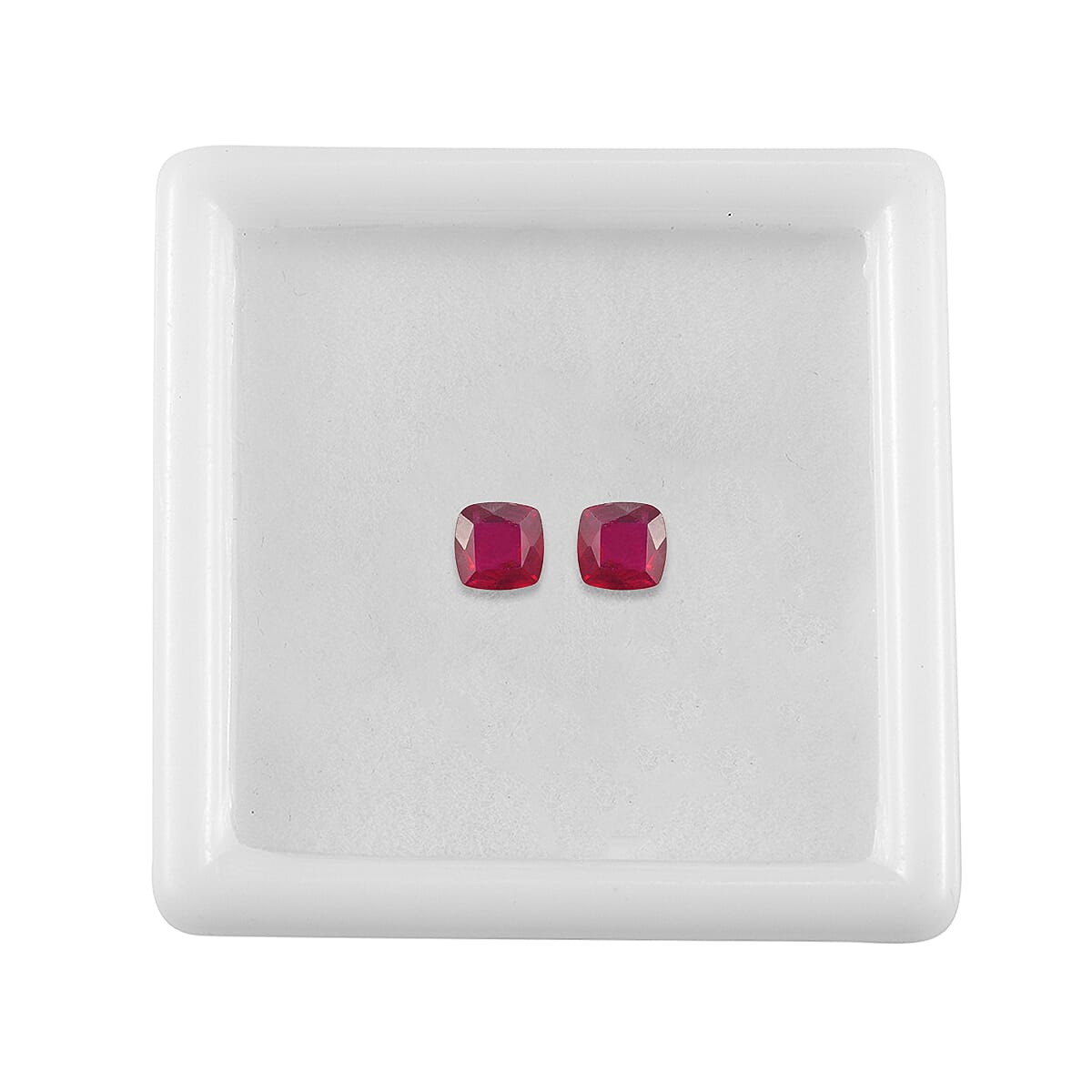 Set Of 2 Fissure Filled Ruby Cushion Cut 5X5 mm Gemstone, 1.71 Ct