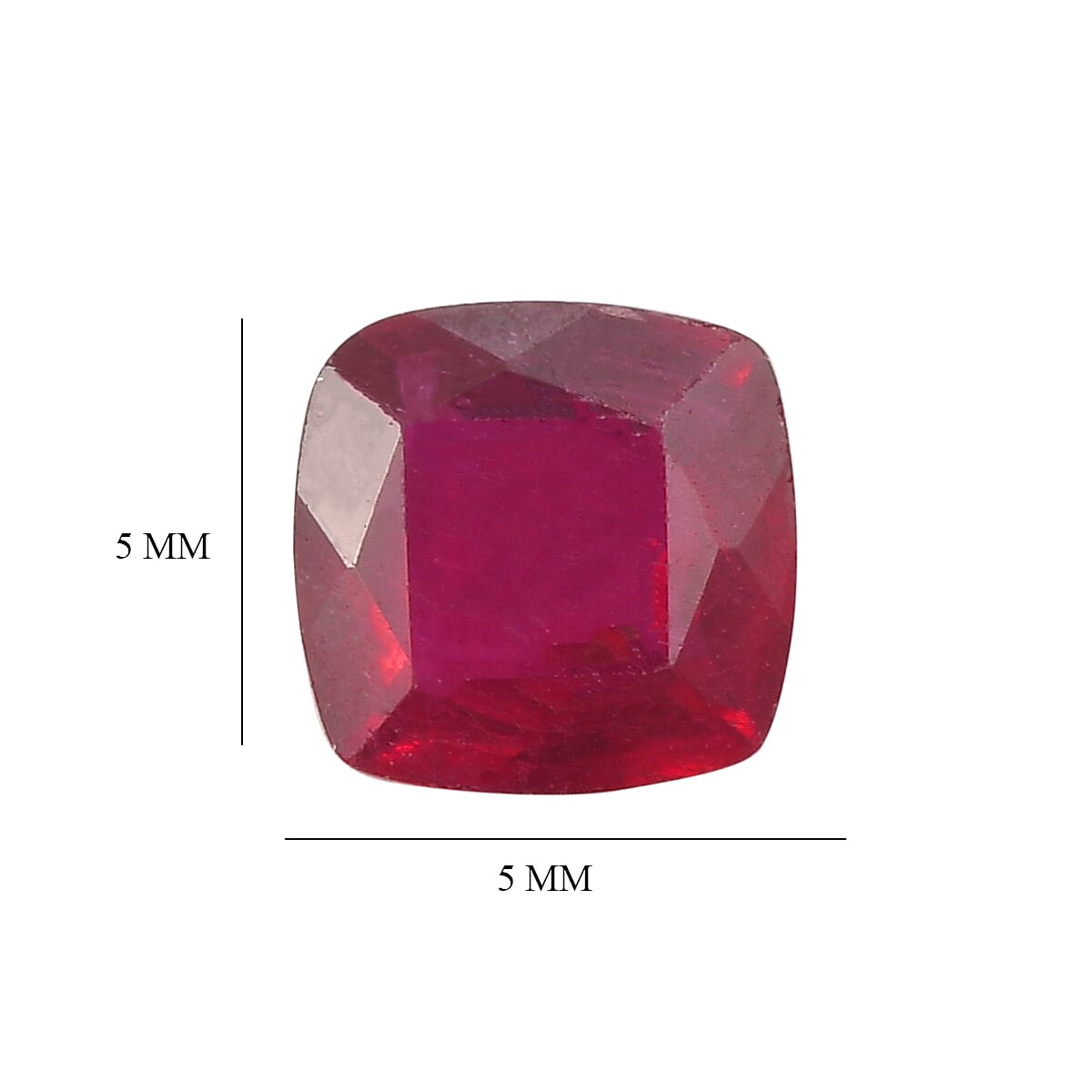 Set Of 2 Fissure Filled Ruby Cushion Cut 5X5 mm Gemstone, 1.71 Ct