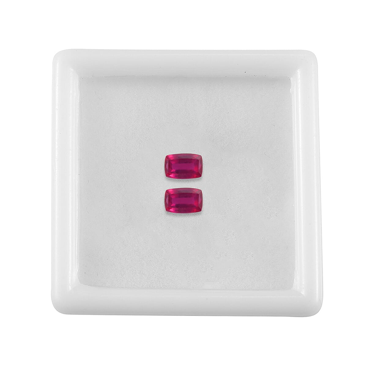 Set Of 2 Fissure Filled Ruby Cushion Cut 6X4 mm Gemstone, 1.42 Ct
