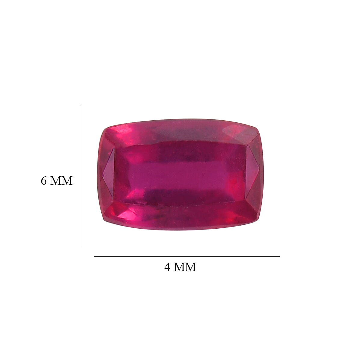 Set Of 2 Fissure Filled Ruby Cushion Cut 6X4 mm Gemstone, 1.42 Ct