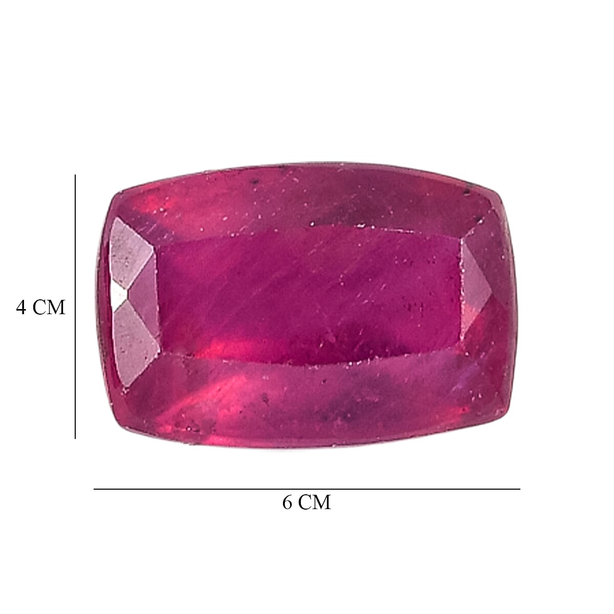 Set Of 3 Fissure Filled Ruby Cushion Cut 6X4 mm Gemstone, 2.39 Ct
