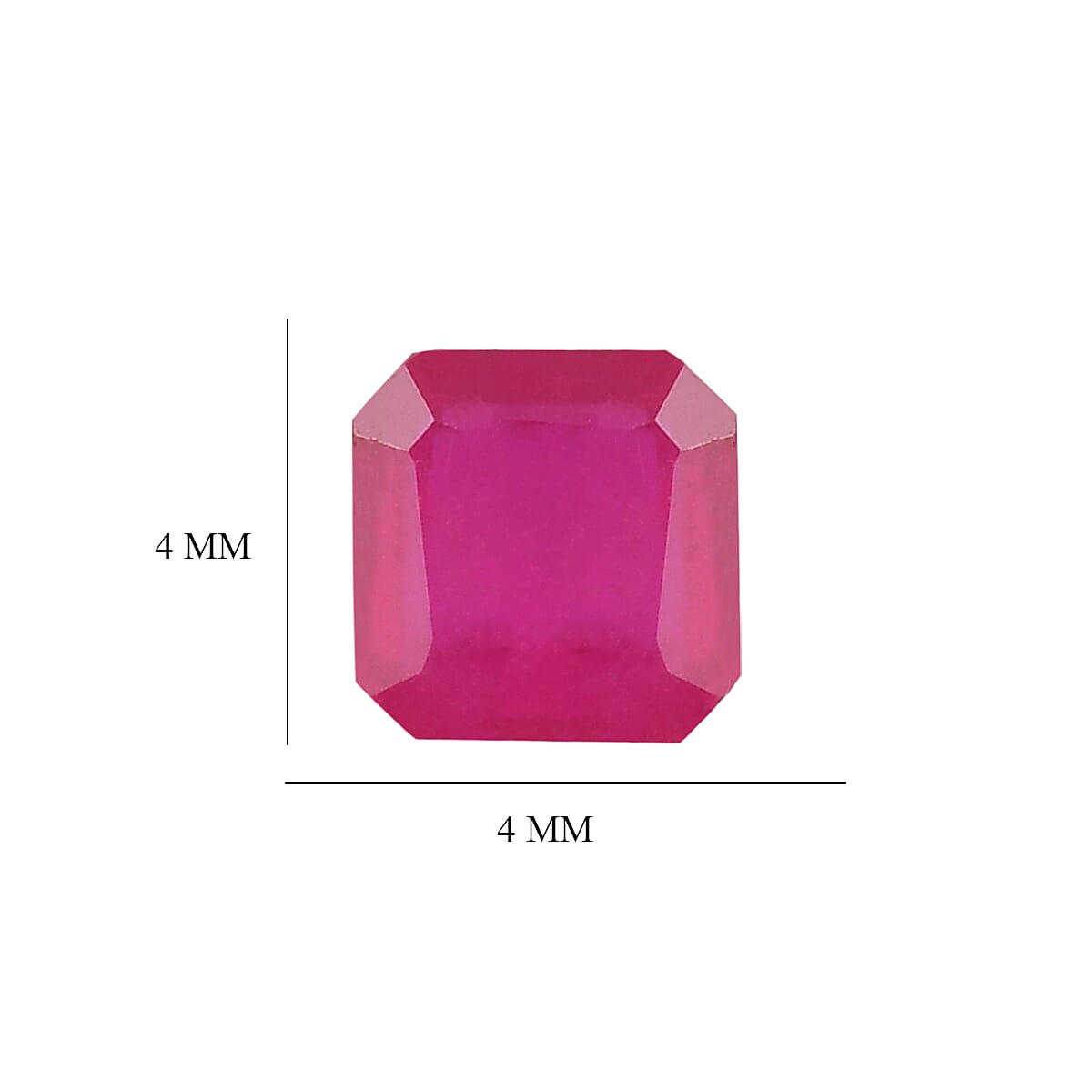 Set Of 4 Fissure Filled Ruby Octagon 4X4 mm Gemstone, 2.11 Ct