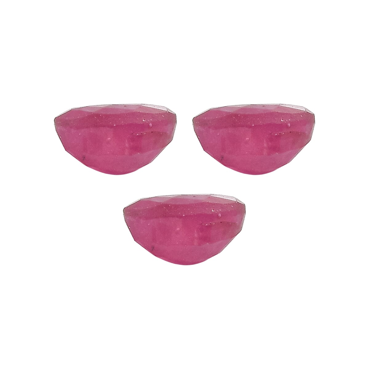 Set Of 3 Fissure Filled Ruby Oval Cut Cut 5X3 mm Gemstone, 1.09 Ct