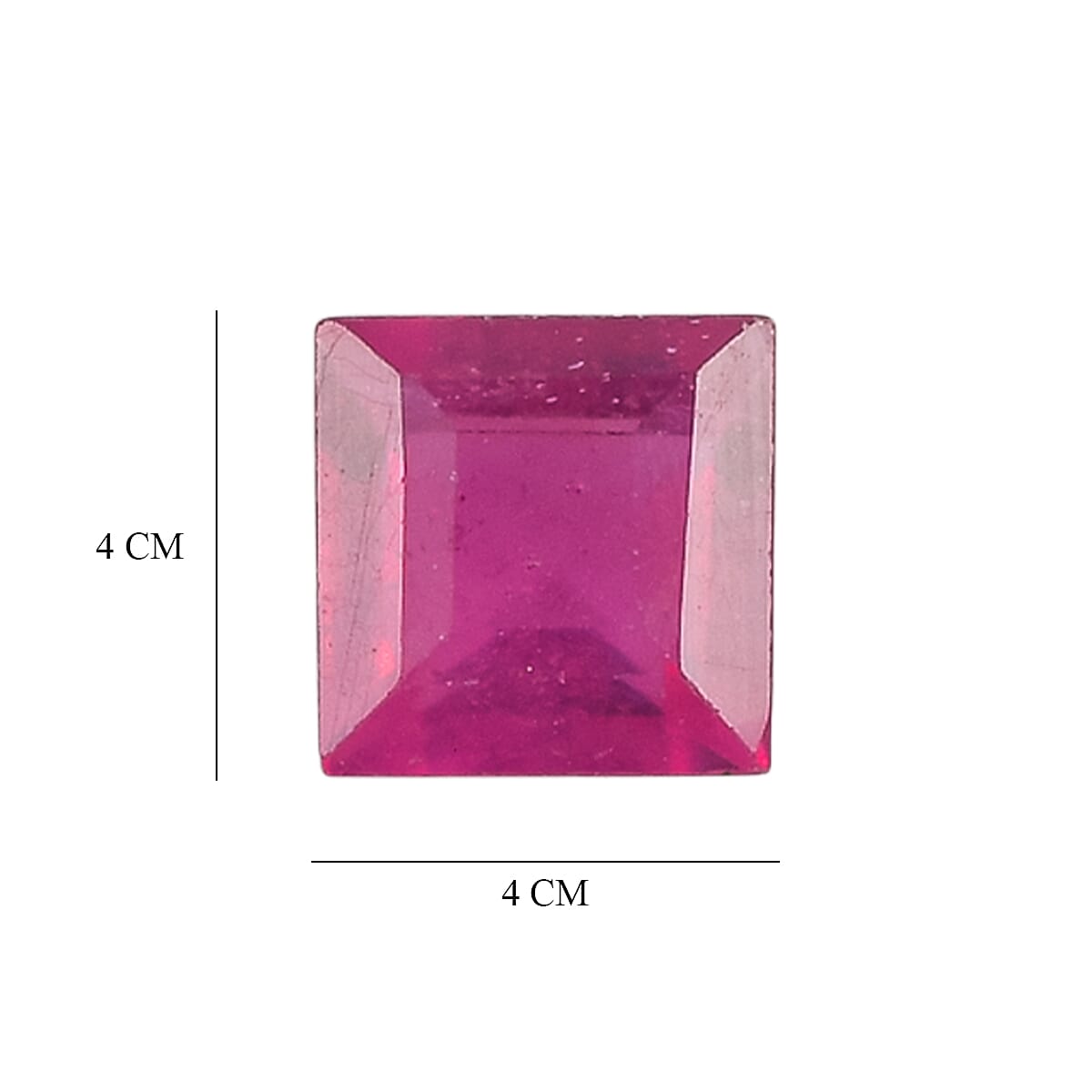 Set Of 3 Fissure Filled Ruby Square 4 mm Gemstone, 1.70 Ct