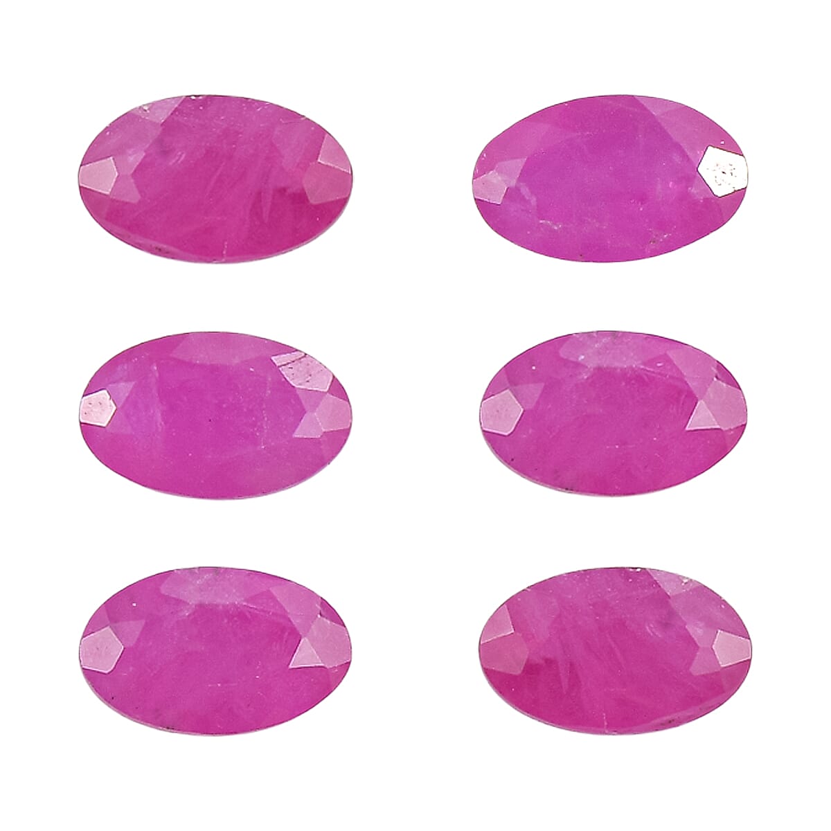 Set Of 6 Raipur Ruby Oval Cut Cut 5X3 mm Gemstone, 1.82 Ct