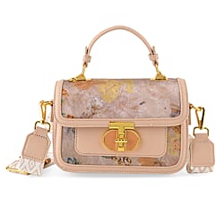 Designer Inspired Embroidered Top-Handle Satchel with Adjustable Crossbody Strap - Black & Brown