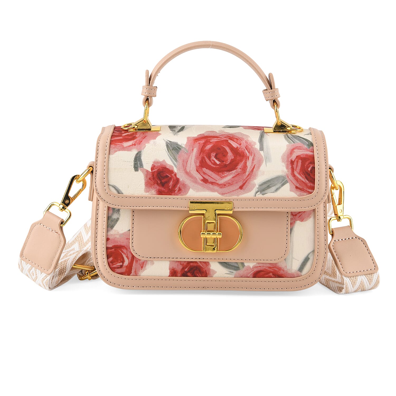 Designer Inspired Embroidered Top-Handle Satchel with Adjustable Crossbody Strap