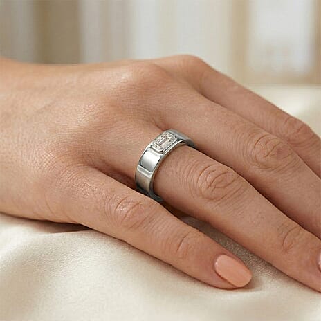 Luxuriant SI-G-H Lab Grown Diamond Band Ring in Rhodium Overlay Sterling Silver 0.32 Ct.