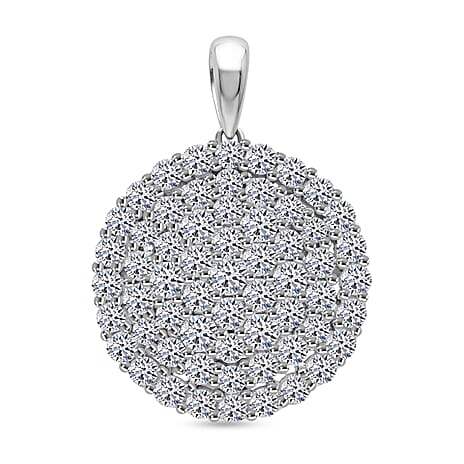 Luxuriant SI-G-H Lab Grown Diamond Cluster Round Pendant in Rhodium Overlay Sterling Silver 3.00 Ct.