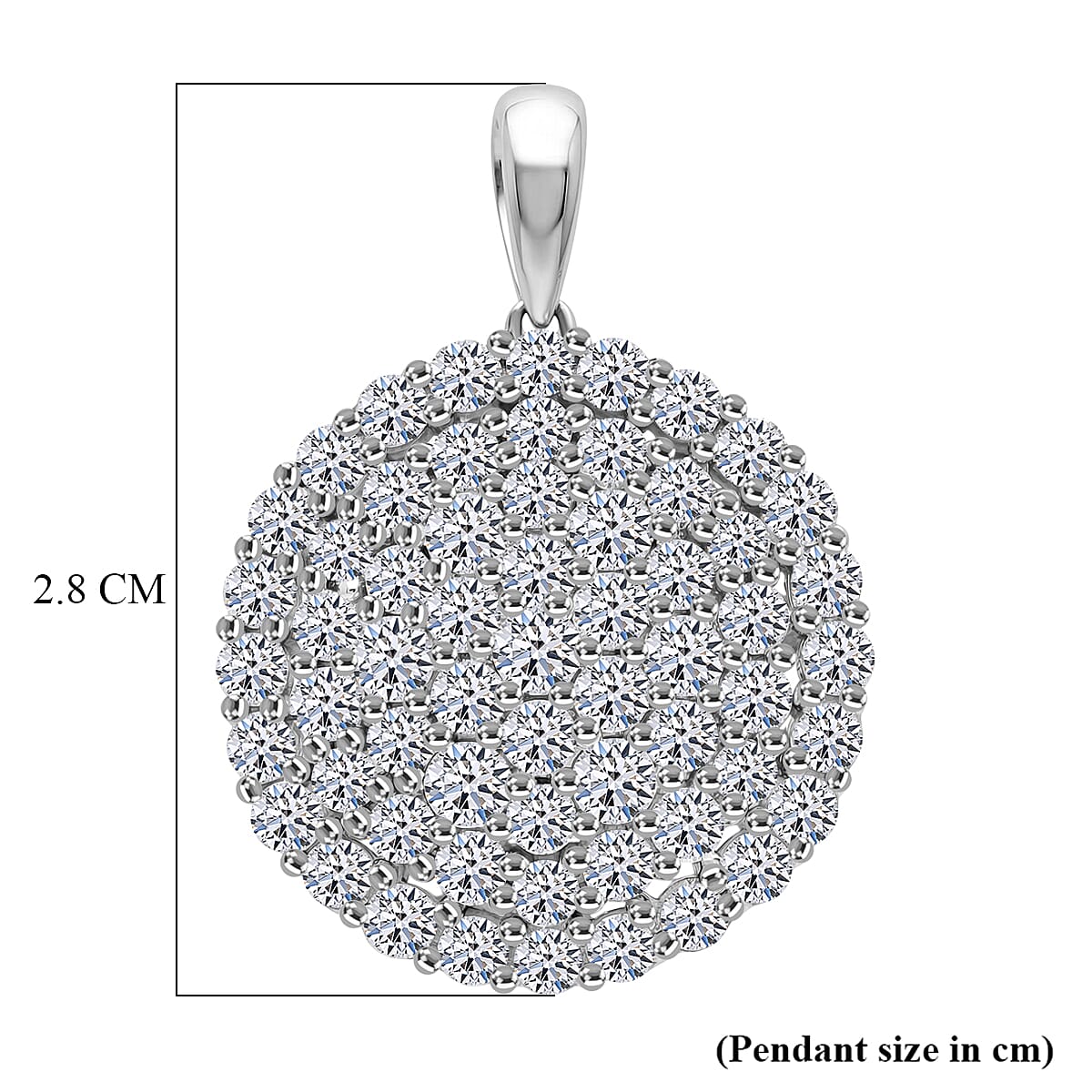 Luxuriant SI-G-H Lab Grown Diamond Cluster Round Pendant in Rhodium Overlay Sterling Silver 3.00 Ct.