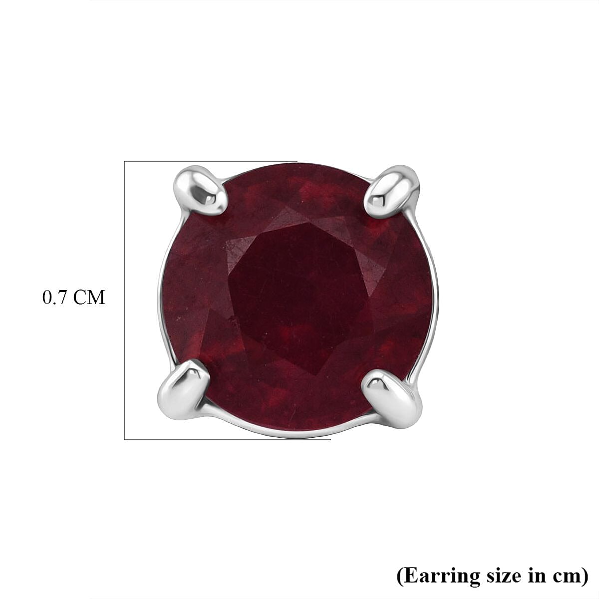D'Joy African Ruby Solitaire Stud Push Post Earring in Rhodium Overlay Sterling Silver 5.00 Ct.