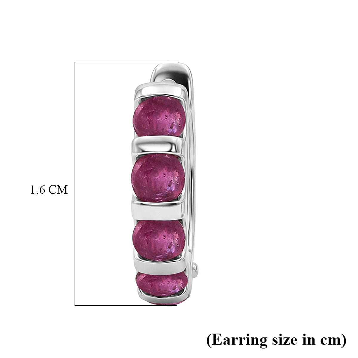 D'Joy African Ruby Huggie Hoop Earring in Rhodium Overlay Sterling Silver 1.70 Ct.