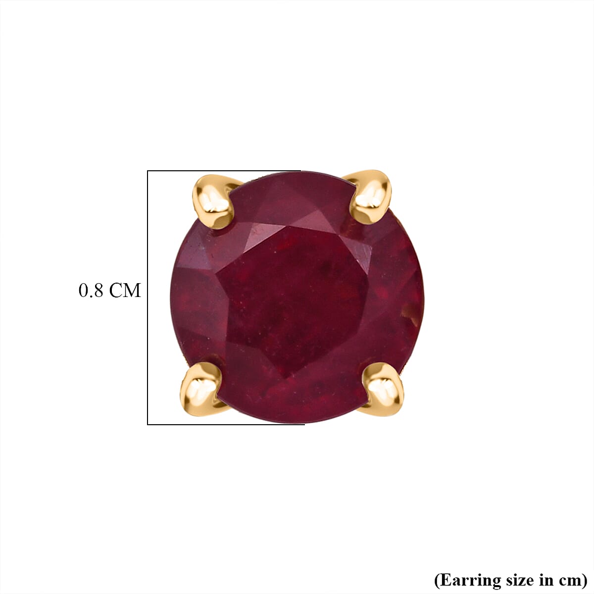 D'Joy African Ruby Solitaire Stud Push Post Earring in Yellow Gold Plated Sterling Silver 5.00 Ct.