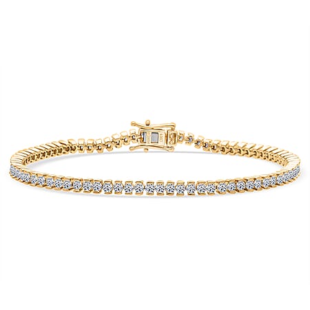 NY Close Out- LUXURIANT 4 Ct. Lab Grown Diamond Tennis Bracelet (Size - 7.5) with GB Box Clasp in 18K Vermeil Yellow Gold Over Sterling Silver (SI-GH)