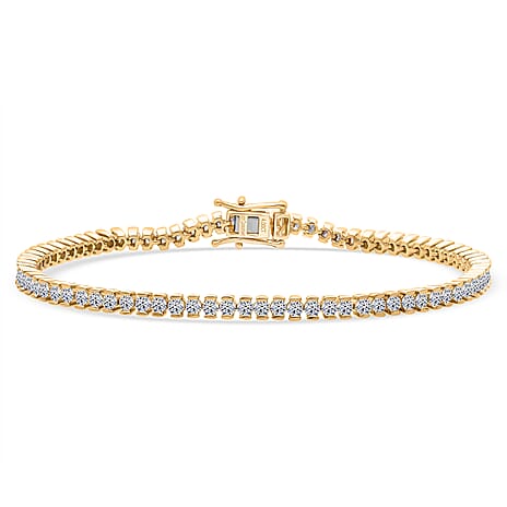 Luxuriant SI-G-H Lab Grown Diamond Tennis Bracelet (Size - 7.5) in 18K Vermeil Yellow Gold Plated Sterling Silver 4.00 Ct, Silver Wt. 10.60 Gms