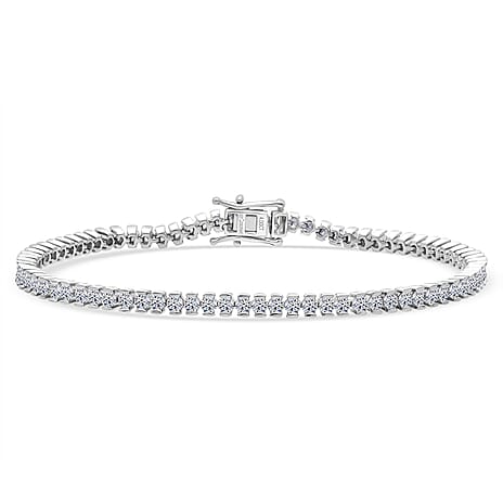 NY Close Out-Luxuriant  Lab Grown Diamond SI-GH Tennis Bracelet (Size - 7.5) in Rhodium Overlay Sterling Silver 4.00 Ct,