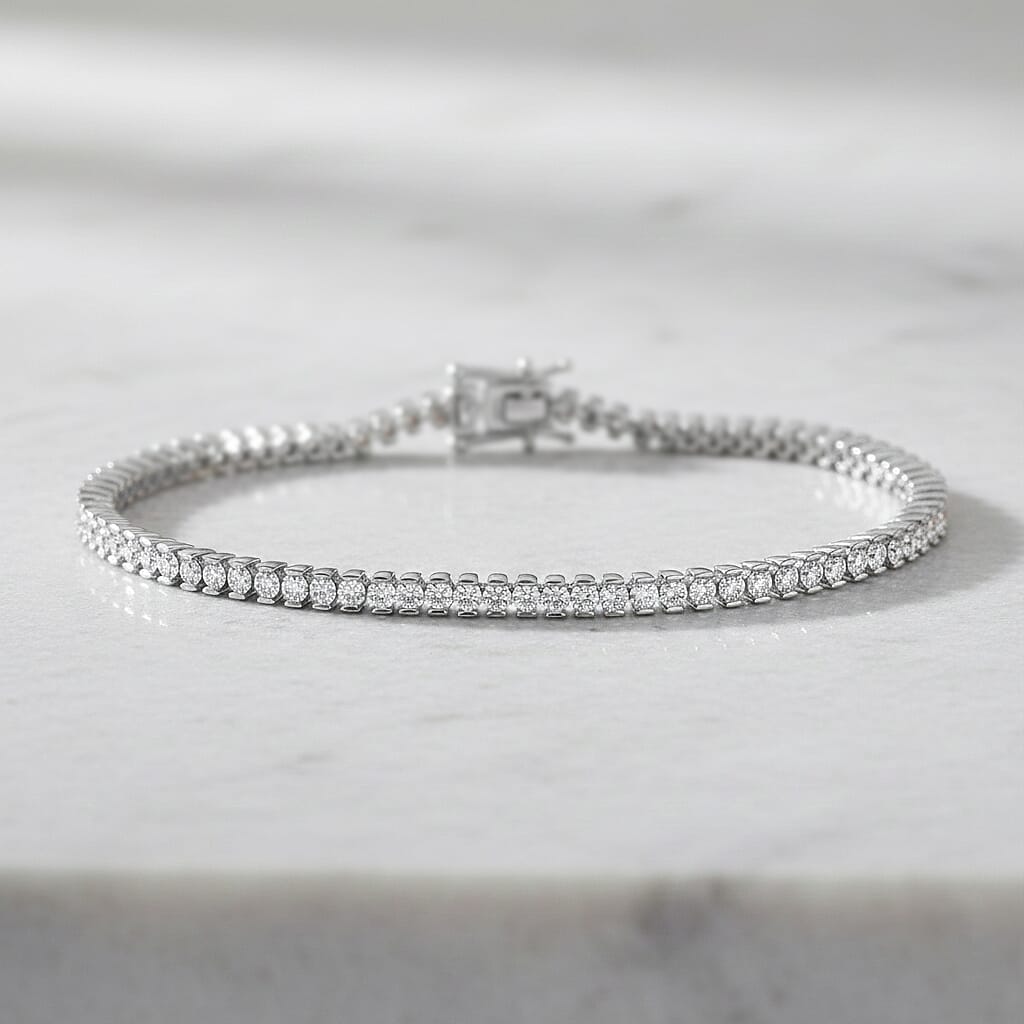Luxuriant SI-GH Lab Grown Diamond Tennis Bracelet (Size - 7.5) in Rhodium Overlay Sterling Silver 4.00 Ct, Silver Wt. 10.40 Gms