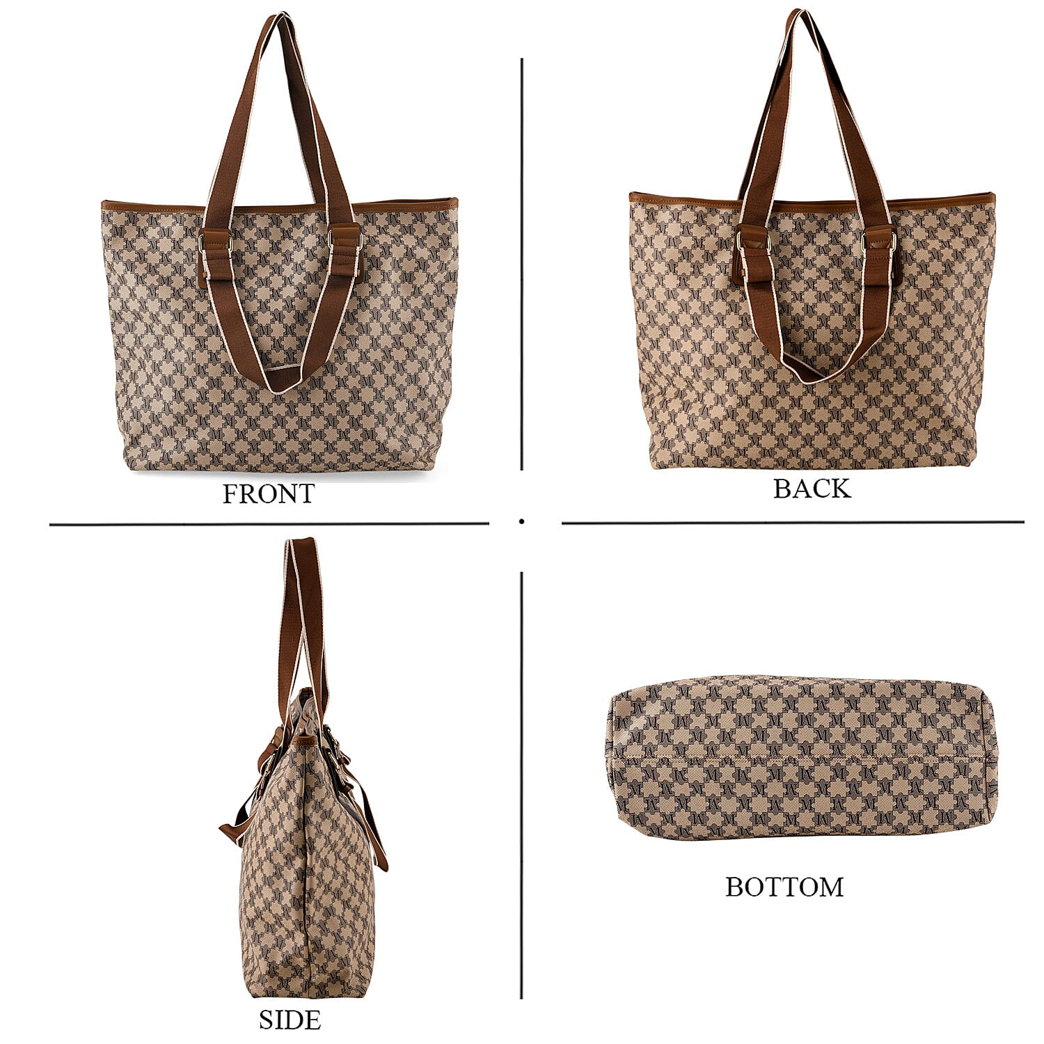 Styled By Oversized Structured Fashion Tote Bag - Beige