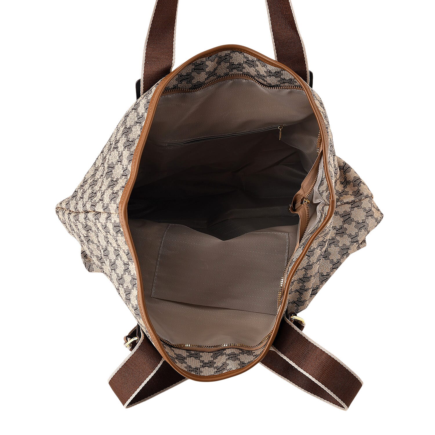 Styled By Oversized Structured Fashion Tote Bag - Beige