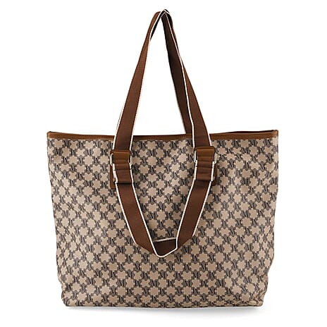 Styled By Oversized Structured Fashion Tote Bag - Beige