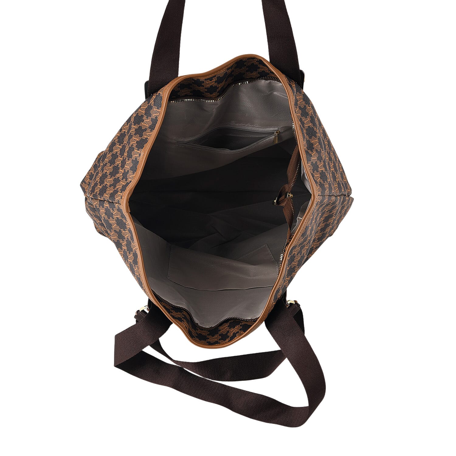 Styled By Oversized Structured Fashion Tote Bag - Brown